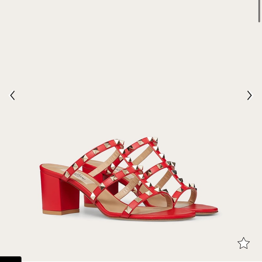 Valentino Rockstud Calfskin Leather Slide Sandal 60mm